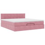 vidaXL Cadre de lit ottoman avec matelas rose 200x200 cm velours