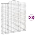 vidaXL Paniers à gabions arqués 3 Pièces 200x30x220/240 cm fer galvanisé