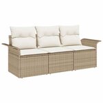 vidaXL Ensemble de Canapés avec coussin 3 Pièces Beige et crème polyrotin