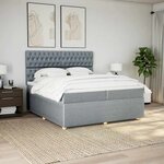 vidaXL Sommier à lattes de lit avec matelas Gris clair 200x200cm Tissu