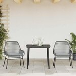 vidaXL Ensemble à manger jardin coussins 3 Pièces gris poly rotin verre