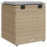 vidaXL Tabourets de jardin avec coussins lot de 2 beige résine tressée