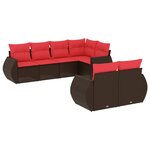 vidaXL Salon de jardin avec coussins 7 Pièces marron résine tressée