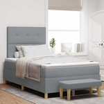 vidaXL Lit à ressorts avec matelas Gris clair 120 x 190 cm tissu