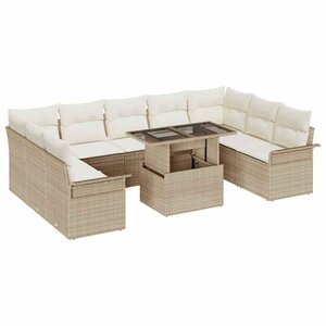 vidaXL Ensemble de canapé de jardin 10 Pièces Beige Poly Rattan