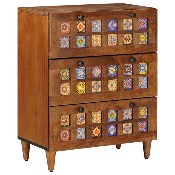 vidaXL Buffet Noyer 60 x 33 x 75 cm Bois de mangue massif