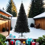vidaXL Sapin de Noël artificiel avec support noir 210 cm PVC