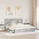 vidaXL Lit de Rangement Gris béton 200 x 200 cm Bois d'ingénierie