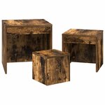 vidaXL Tables gigognes 3 Pièces Chêne fumé Bois d'ingénierie