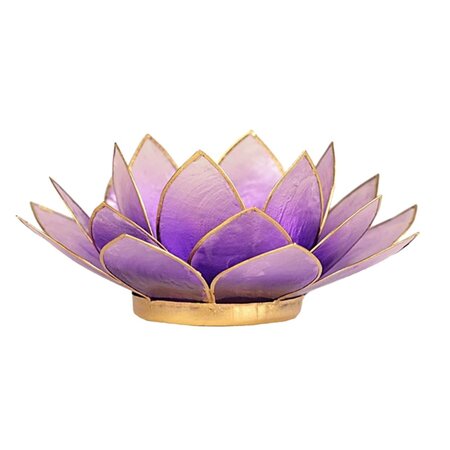 Porte bougie fleur de lotus violet et or