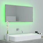 vidaXL Miroir à LED de salle de bain Gris béton 90x8 5x37 cm Acrylique