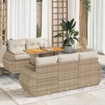 vidaXL Salon de jardin avec coussins 6 Pièces beige résine tressée