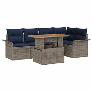 vidaXL Ensemble de canapé de jardin 6 Pièces Gris Poly rotin
