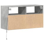 vidaXL Meuble TV mural avec lumières LED gris béton 80x31x45 cm