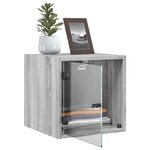 vidaXL Table de chevet avec porte en verre sonoma gris 35x37x35 cm