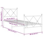 vidaXL Cadre de lit métal sans matelas avec pied de lit blanc 75x190cm