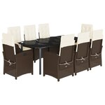 vidaXL Ensemble à manger de jardin et coussins 9 Pièces marron poly rotin
