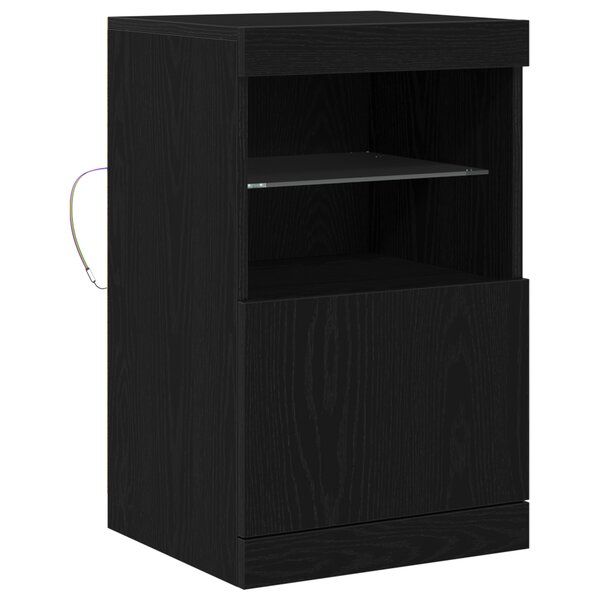 Buffet vidaXL avec éclairage LED Chêne noir 41x37x67 cm