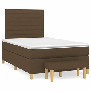 vidaXL Sommier à lattes de lit et matelas marron foncé 120x190cm tissu