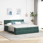 vidaXL Cadre de lit ottoman avec matelas vert foncé 200x200 cm velours