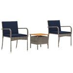 vidaXL Ensemble de jardin Gris polyrotin