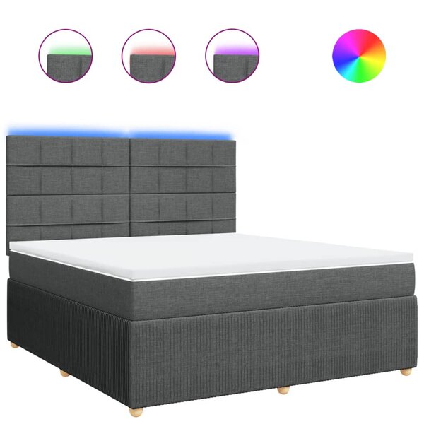 vidaXL Sommier à lattes de lit avec matelas Gris foncé 180x200cm Tissu