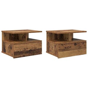 vidaXL Table de nuit flottante 2 Pièces Bois ancien 40 x 31 x 28 cm