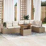 vidaXL Ensemble de canapé de jardin 7 Pièces Beige Poly rotin