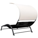 vidaXL Chaise longue double avec auvent textilène noir