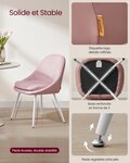 Lot de 2 chaises salle à manger supportant jusqu’à 120 kg coussin rembourré 55 cm d’épaisseur pieds évasés pour bureau salon rose 12_0006217