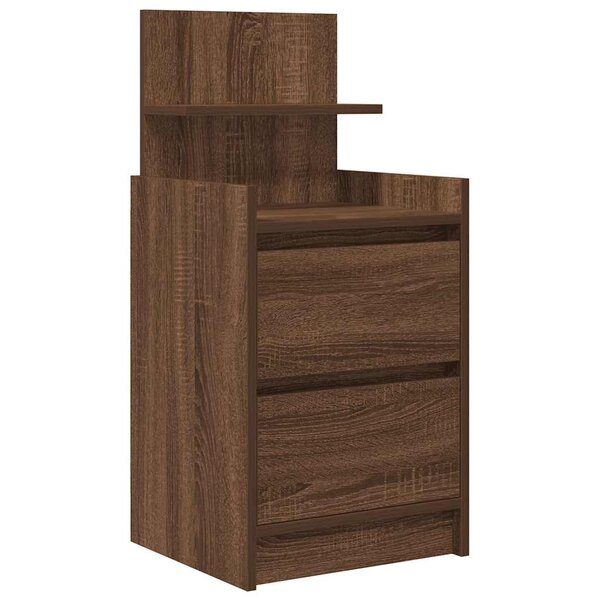 vidaXL Table de chevet avec 2 tiroirs chêne marron 38x34x80 cm