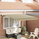 vidaXL Auvent Rayé Vert et jaune 3 x 2 5 m Polyester et métal