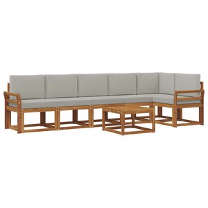 vidaXL Ensemble de canapés d'extérieur 7 pc Gris Naturel et Clair