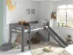 Lit Enfant Surélevé Avec Toboggan Pino 90x200cm Gris