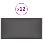 vidaXL Panneaux muraux 12 Pièces Gris 30x15 cm Similicuir 0 54 m²