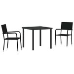 vidaXL Ensemble de salle à manger pour jardin 3 Pièces Noir Poly rotin
