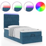 vidaXL Cadre de lit ottoman avec matelas bleu foncé 90x200 cm velours