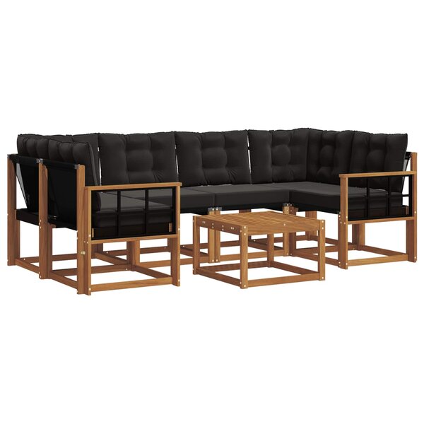 vidaXL Ensemble de canapés d'extérieur 7 pc Naturel et Noir