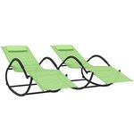 vidaXL Chaises longues à bascule lot de 2 Vert Acier et textilène