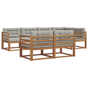 vidaXL Ensemble de canapés d'extérieur 8 pc Naturel et gris clair