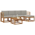 vidaXL Ensemble de canapés d'extérieur 6 Pièces Gris Naturel et Clair
