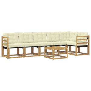 vidaXL Ensemble de canapés d'extérieur 7 pc Blanc et crème