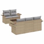 vidaXL Ensemble de canapé de jardin 6 Pièces Beige Poly rotin