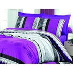 Parure de lit - housse de couette 220 x 240 + 2 taies d'oreiller 60 x 60 coton renforcé - Lilas