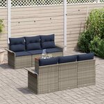 vidaXL Ensemble de canapé de jardin avec coussin 7 Pièces Gris polyrotin