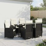 vidaXL Ensemble de salle à manger pour jardin 7 pc Noir et blanc crème