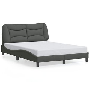 vidaXL Cadre de lit sans matelas Hvar gris foncé 140x200 cm tissu
