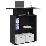 vidaXL Bureau de réception Noir 100x40x104 cm Bois d'ingénierie