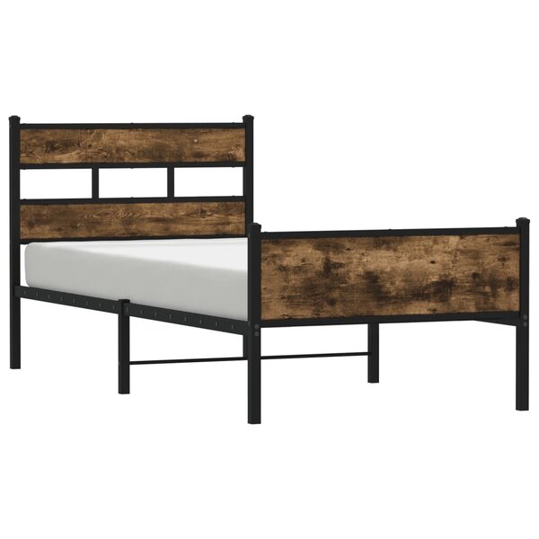 vidaXL Cadre de lit sans matelas chêne fumé 75x190cm bois d'ingénierie