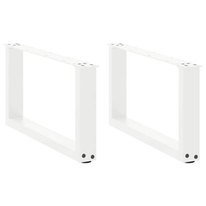 vidaXL Pieds de table basse en U 2 pièces Blanc 60 x (30-31) cm Acier